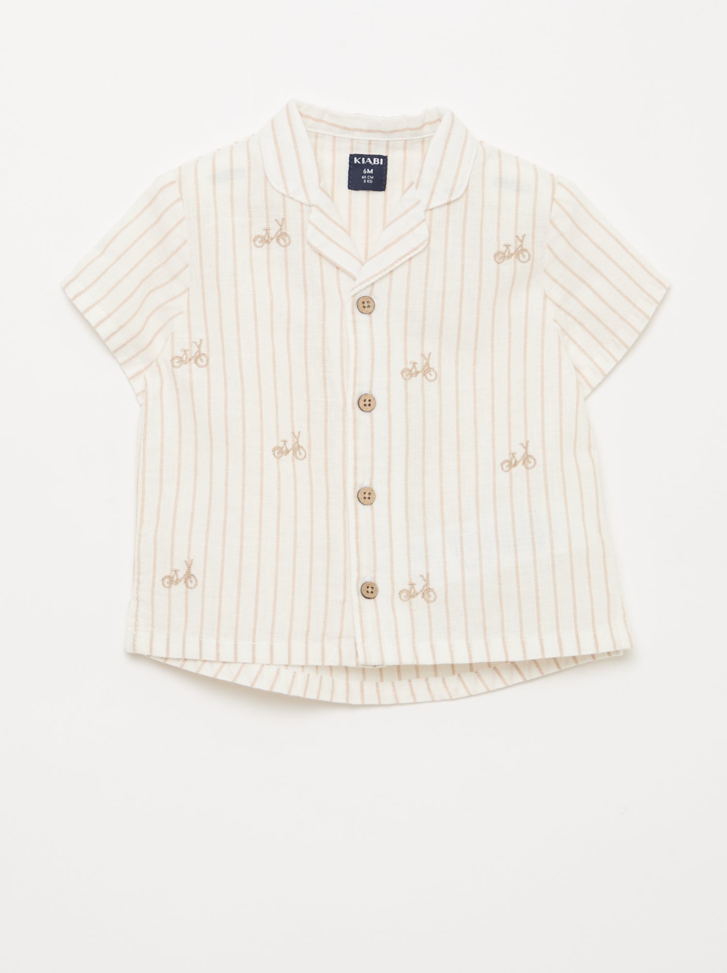 Gestreept hemd met print en korte mouwen