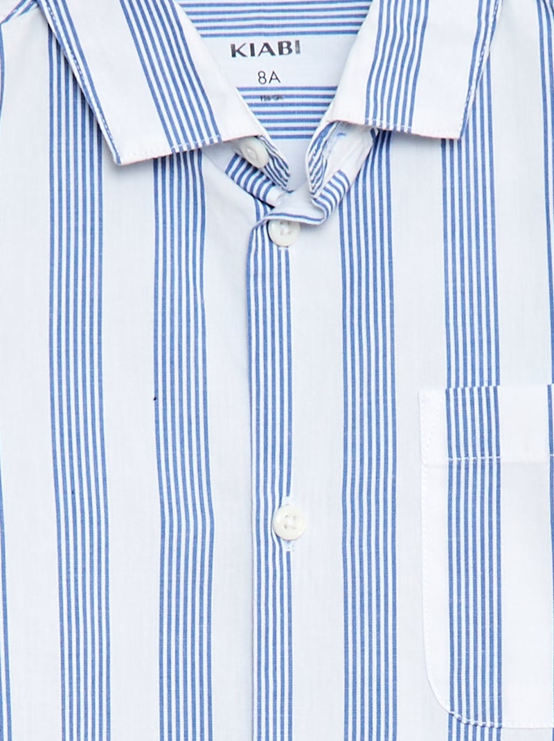Gestreept katoenen hemd met borstzak Blauw - Kiabi
