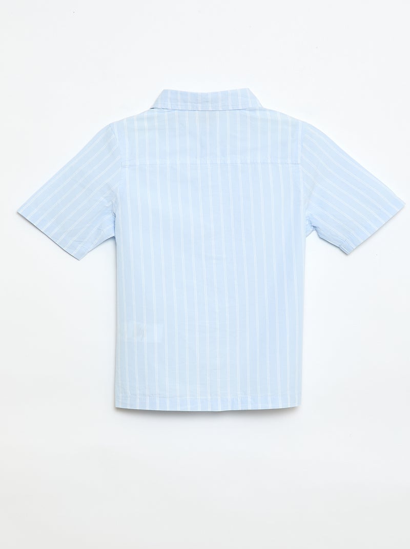 Gestreept katoenen hemd met korte mouwen Blauw - Kiabi