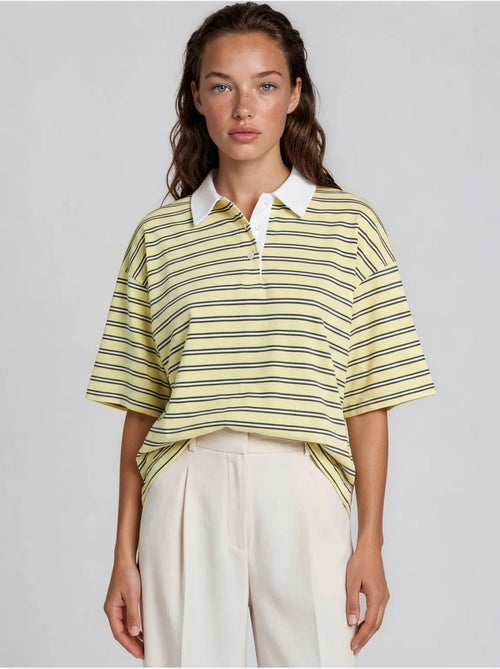 Gestreept katoenen poloshirt voor dames busem - Kiabi