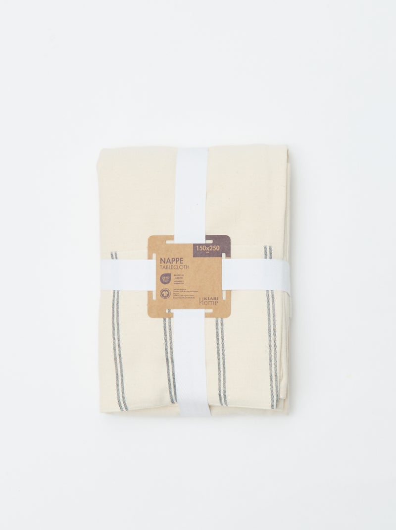 Gestreept katoenen tafelkleed (150x250 cm) - Kiabi Home Biege - Kiabi