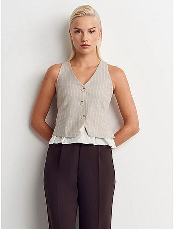 Gestreept kort gilet dilvin