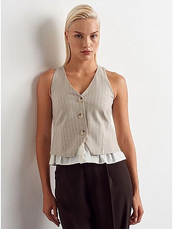 Gestreept kort gilet dilvin