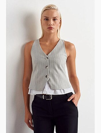 Gestreept kort gilet dilvin