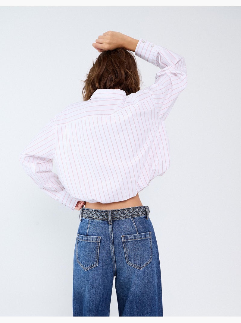 Gestreept kort shirt, mo fashion Roze - Kiabi