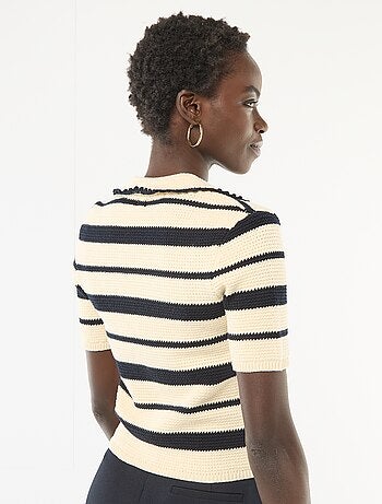 Gestreept mouwloos poloshirt