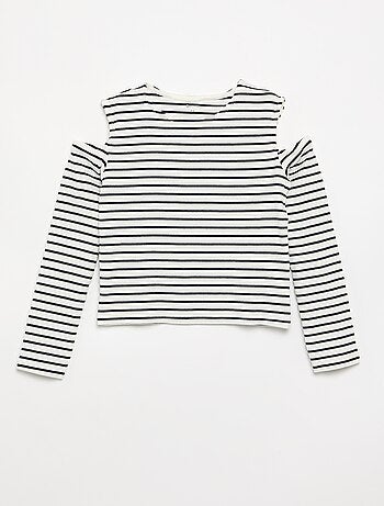 Gestreept mouwloos T-shirt