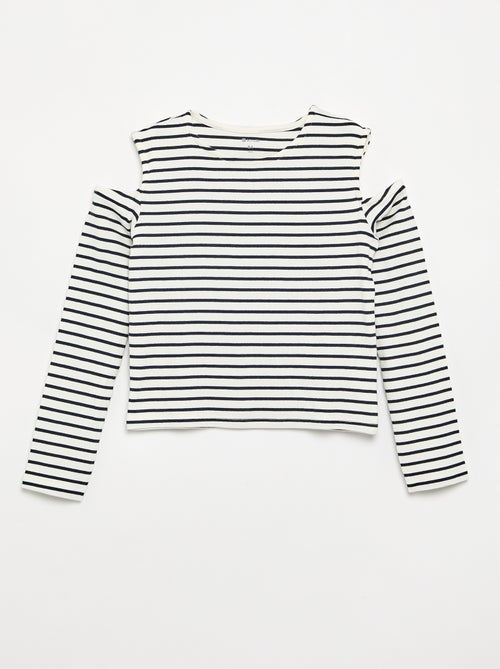 Gestreept mouwloos T-shirt - Kiabi Gestreept mouwloos T-shirt - Kiabi
