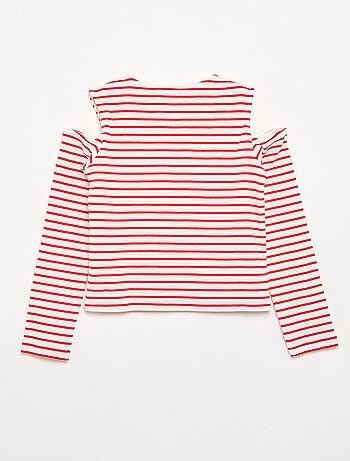 Gestreept mouwloos T-shirt