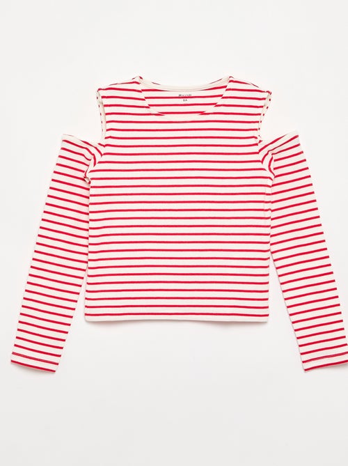 Gestreept mouwloos T-shirt - Kiabi Gestreept mouwloos T-shirt - Kiabi