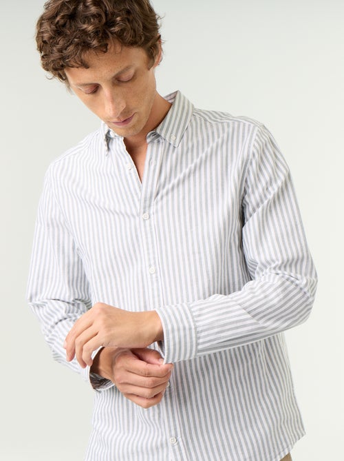 Gestreept overhemd met button-down kraag - Kiabi Gestreept overhemd met button-down kraag - Kiabi