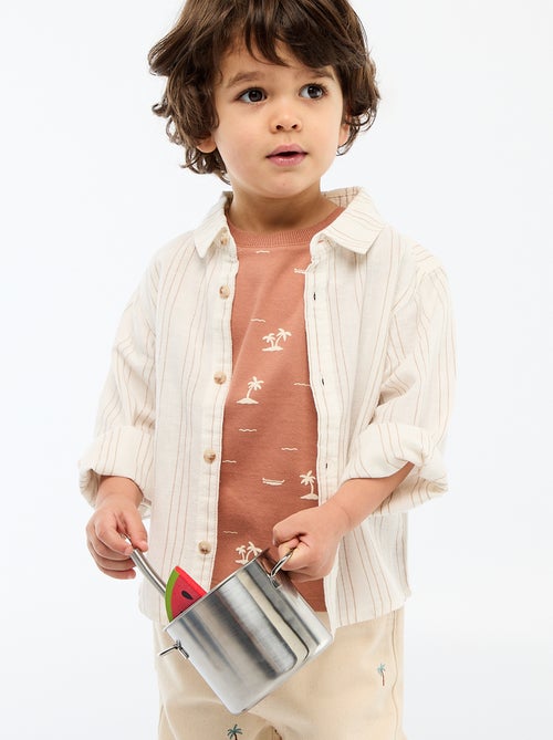 Gestreept overhemd van linnen en katoen - Kiabi