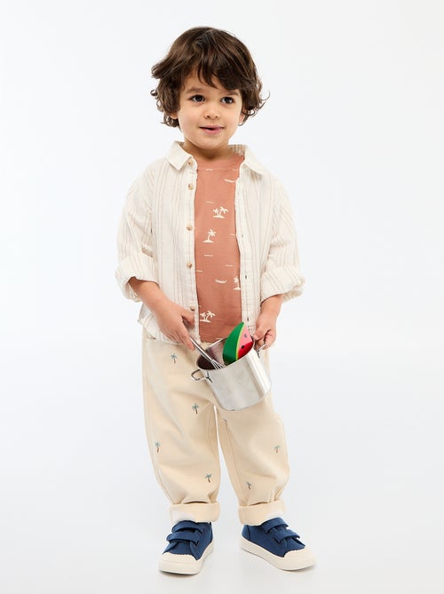 Gestreept overhemd van linnen en katoen - Kiabi