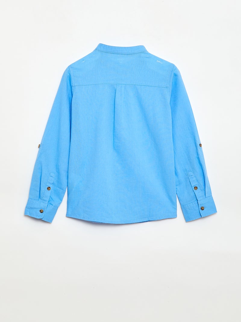 Gestreept overhemd van linnenmix Blauw - Kiabi