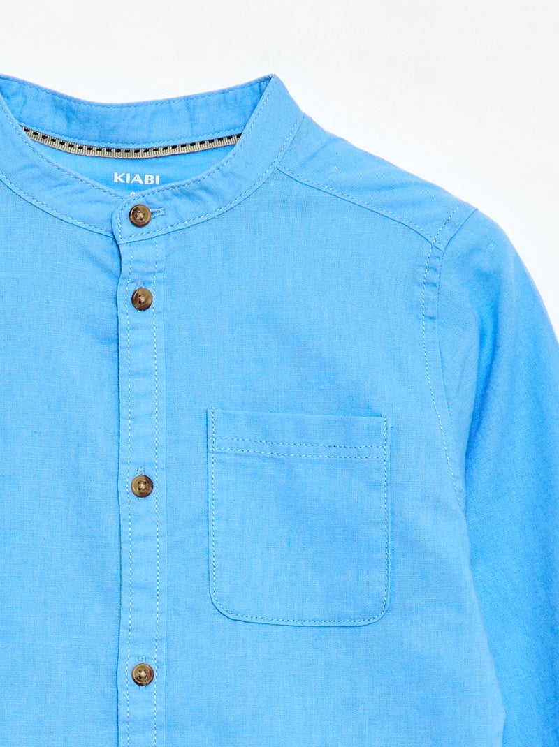 Gestreept overhemd van linnenmix Blauw - Kiabi