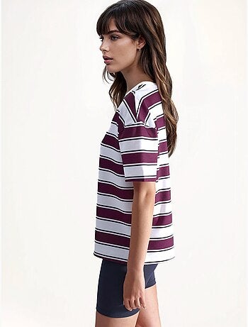 Gestreept oversized t-shirt met ronde hals hiccup