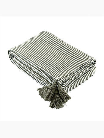 Gestreept plaid met kwastjes