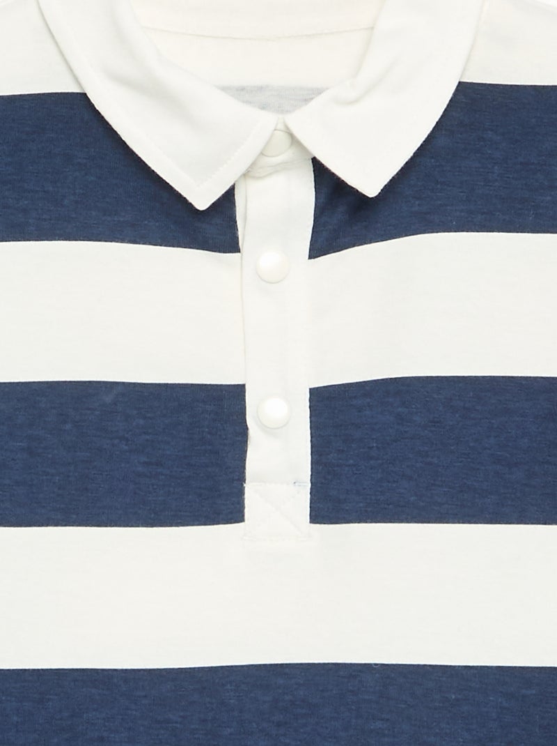 Gestreept poloshirt met lange mouwen - gemakkelijk aan te trekken collectie Blauw - Kiabi