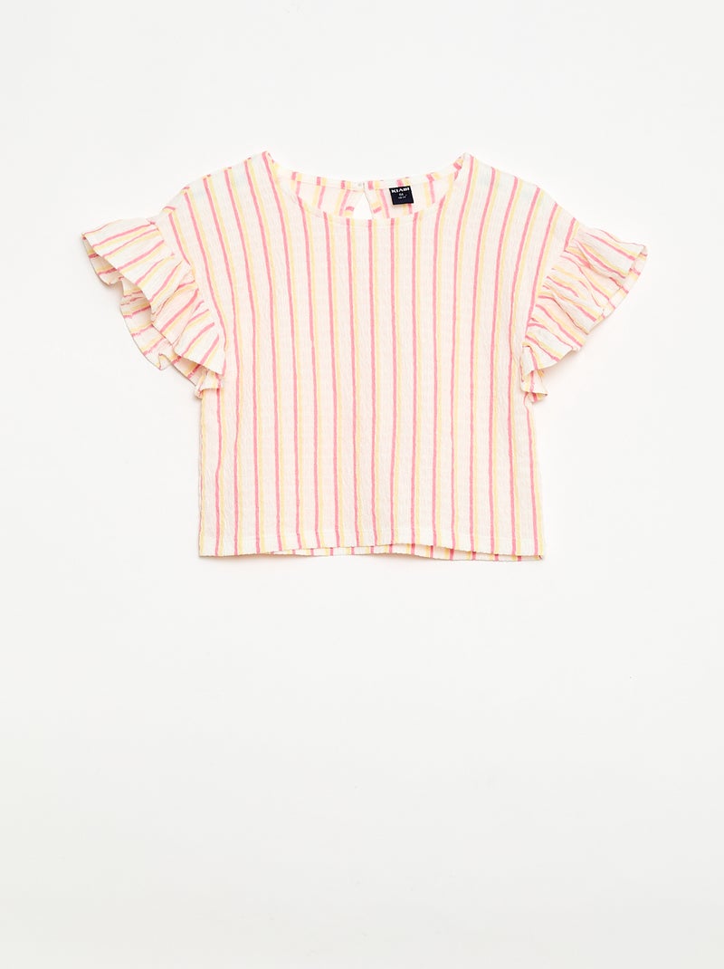 Gestreept set T-shirt + broek - 2-delig Biege - Kiabi
