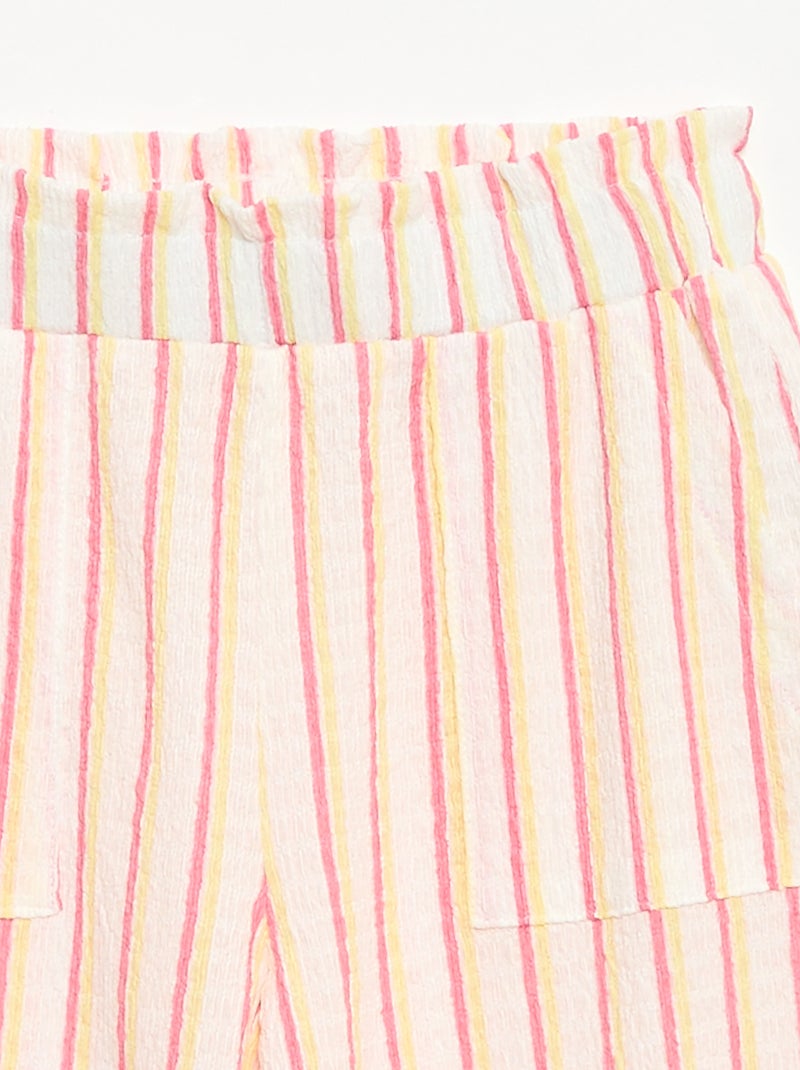 Gestreept set T-shirt + broek - 2-delig Biege - Kiabi