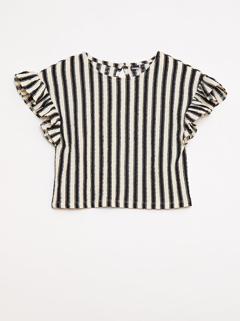 Gestreept set T-shirt + broek - 2-delig Zwart - Kiabi