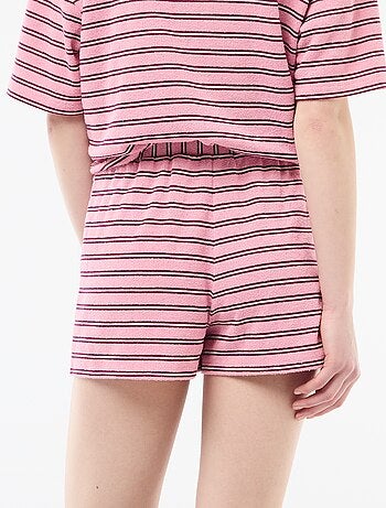 Gestreept short van badstof