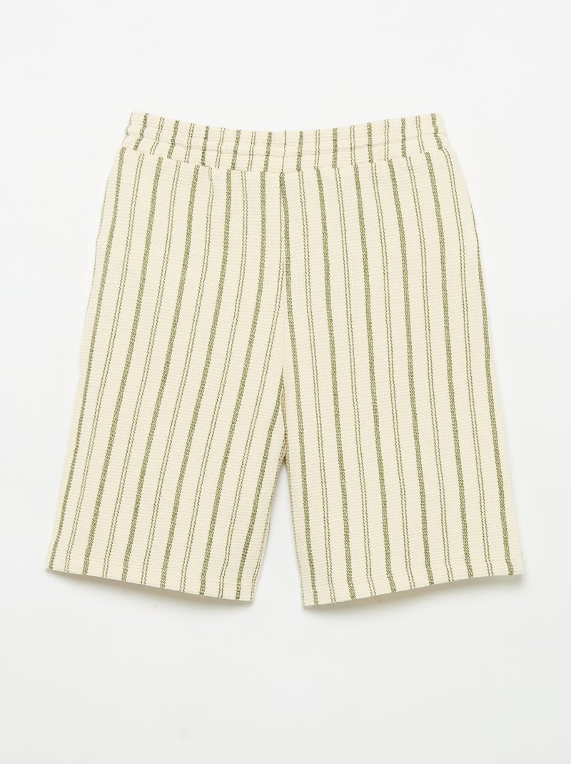 Gestreept short van jerseytricot Beige - Kiabi