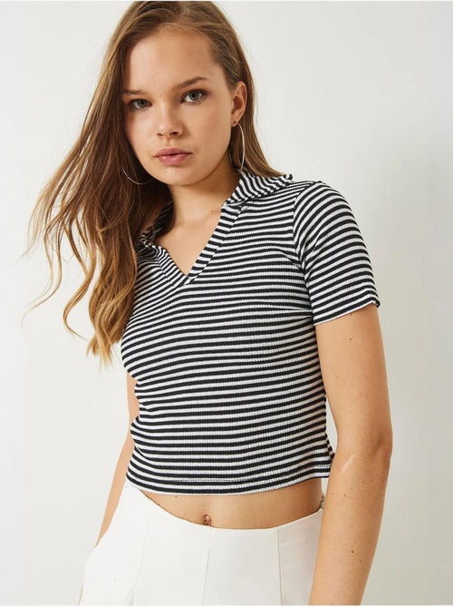 Gestreept slim-fit crop t-shirt lucci - Kiabi