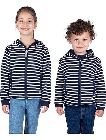 Gestreept sweatshirt met rits voor kinderen 'Breizh Océan', jongens- of meisjesjas