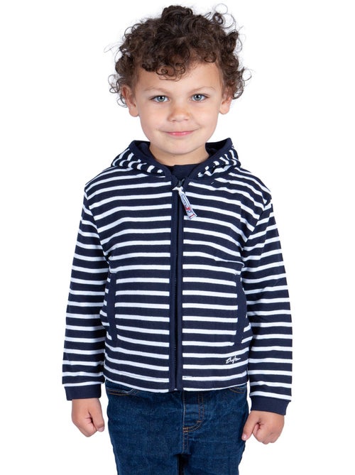 Gestreept sweatshirt met rits voor kinderen 'Breizh Océan', jongens- of meisjesjas - Kiabi Gestreept sweatshirt met rits voor kinderen 'Breizh Océan', jongens- of meisjesjas - Kiabi