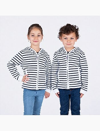 Gestreept sweatshirt met rits voor kinderen 'Breizh Océan', jongens- of meisjesjas
