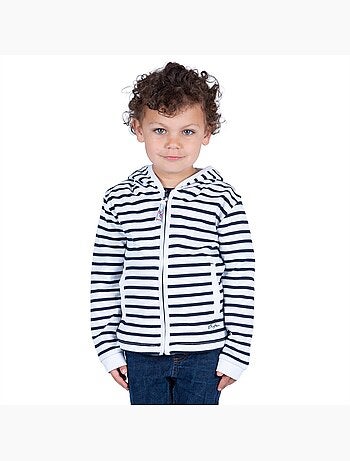 Gestreept sweatshirt met rits voor kinderen 'Breizh Océan', jongens- of meisjesjas