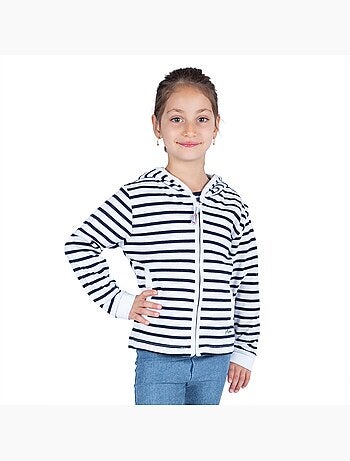 Gestreept sweatshirt met rits voor kinderen 'Breizh Océan', jongens- of meisjesjas