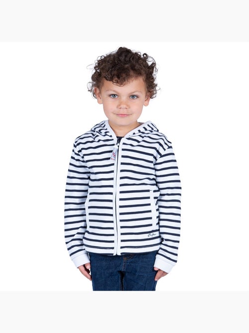 Gestreept sweatshirt met rits voor kinderen 'Breizh Océan', jongens- of meisjesjas - Kiabi Gestreept sweatshirt met rits voor kinderen 'Breizh Océan', jongens- of meisjesjas - Kiabi