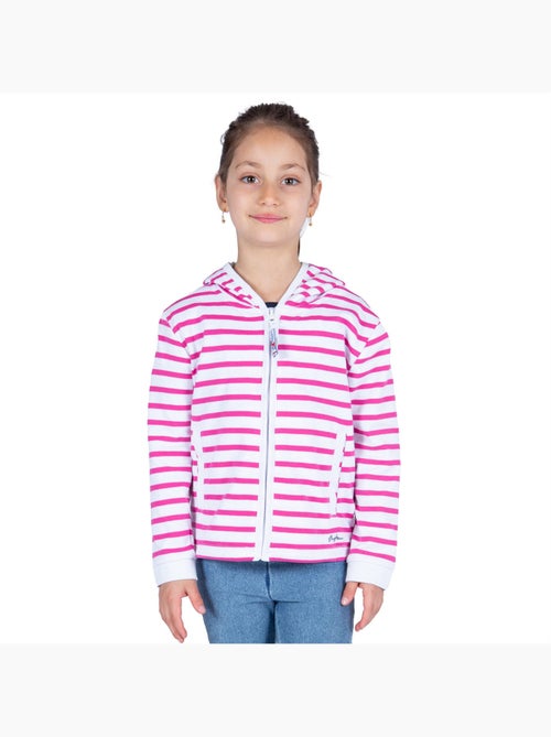 Gestreept sweatshirt met rits voor kinderen 'Breizh Océan', jongens- of meisjesjas - Kiabi