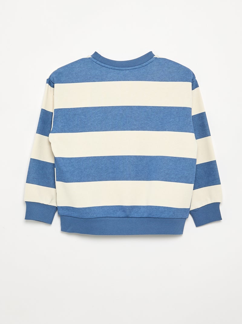 Gestreept sweatshirt van ongeruwde molton Wit - Kiabi