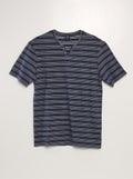 Gestreept T-shirt met henleykraag ZWART - Kiabi
