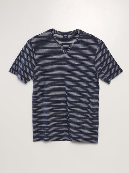Gestreept T-shirt met henleykraag - Kiabi
