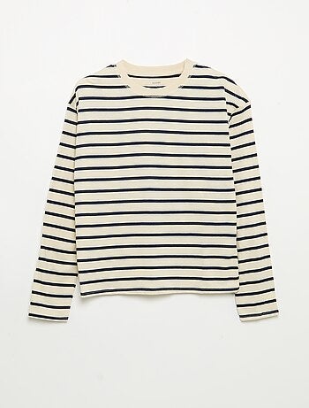 Gestreept T-shirt met klittenbandsluiting op de schouder - makkelijk aan te trekken collectie