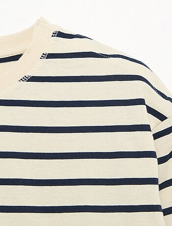 Gestreept T-shirt met klittenbandsluiting op de schouder - makkelijk aan te trekken collectie