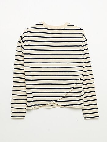 Gestreept T-shirt met klittenbandsluiting op de schouder - makkelijk aan te trekken collectie