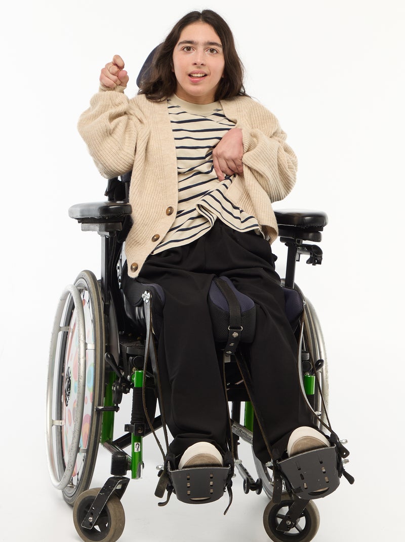 Gestreept T-shirt met klittenbandsluiting op de schouder - makkelijk aan te trekken collectie Wit - Kiabi