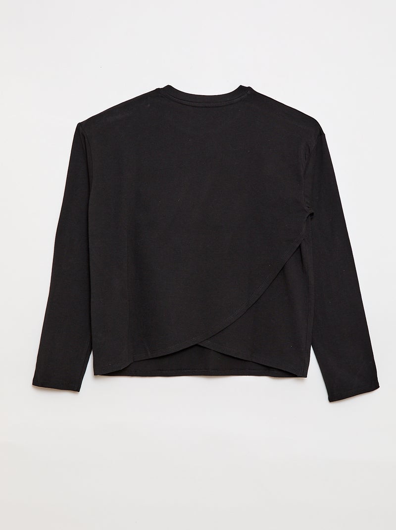 Gestreept T-shirt met klittenbandsluiting op de schouder - makkelijk aan te trekken collectie Zwart - Kiabi