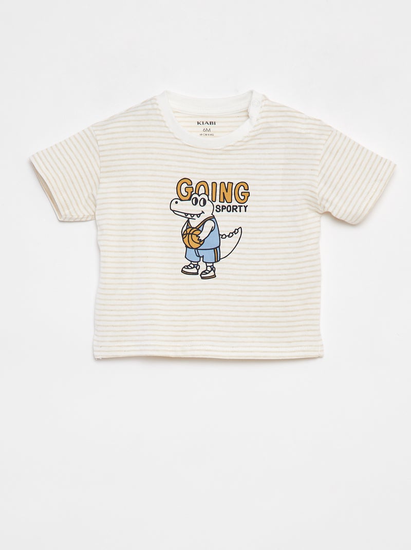 Gestreept T-shirt met korte mouw Wit - Kiabi