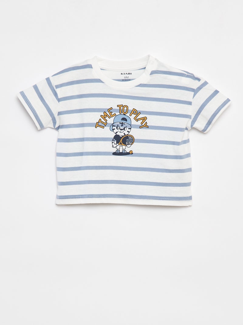 Gestreept T-shirt met korte mouw Wit - Kiabi
