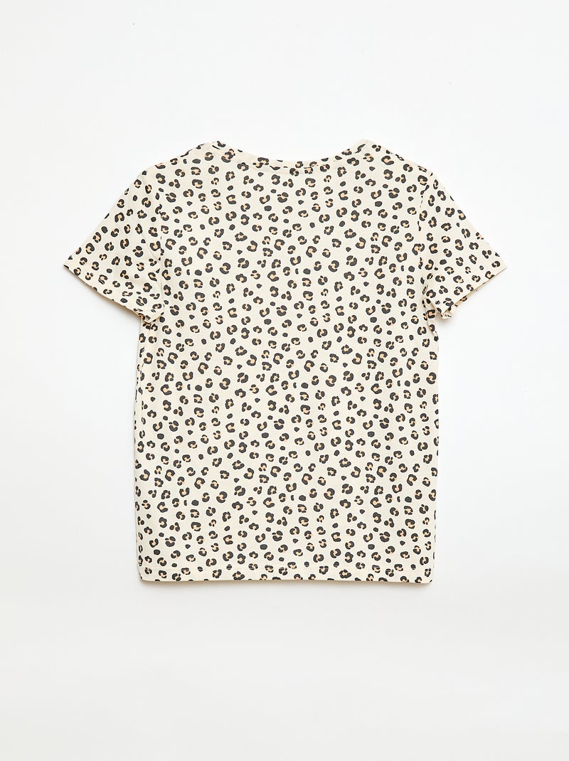 Gestreept T-shirt met korte mouwen Biege - Kiabi