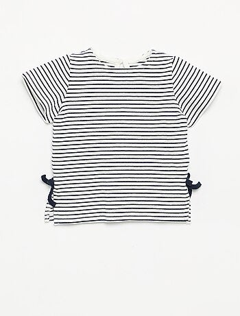 Gestreept T-shirt met korte mouwen en strikjes