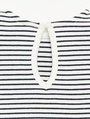 Gestreept T-shirt met korte mouwen en strikjes