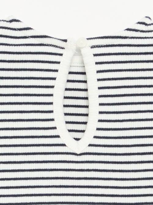 Gestreept T-shirt met korte mouwen en strikjes - Kiabi Gestreept T-shirt met korte mouwen en strikjes - Kiabi