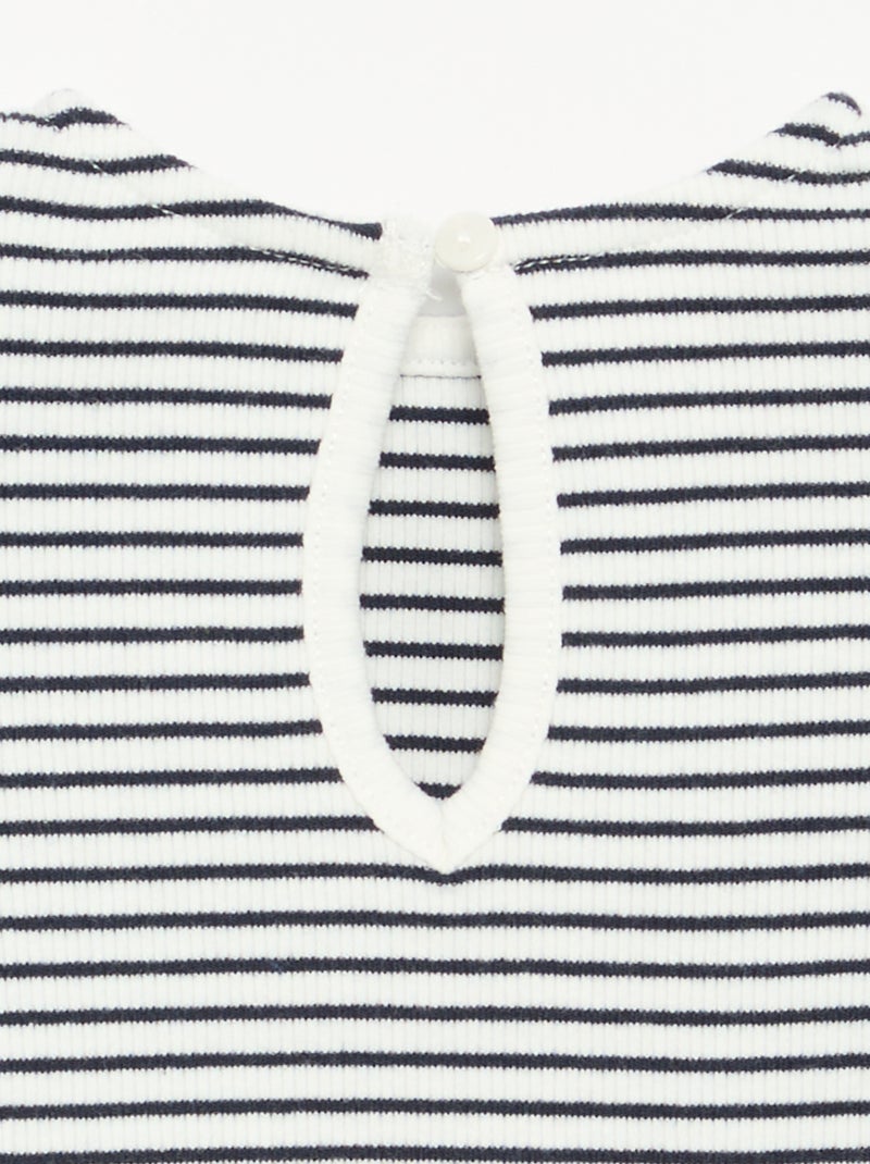 Gestreept T-shirt met korte mouwen en strikjes Blauw - Kiabi